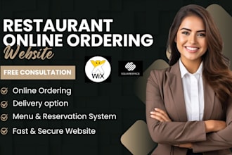 design restaurant website in wix squarespace with online ordering