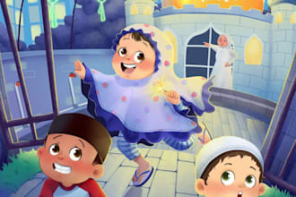 draw islamic designs and muslim kids book illustrations