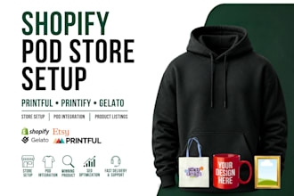 set up shopify print on demand store printify printful gelato etsy pod store
