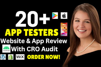 do app testing, review website with cro audit UI UX and functionality testing