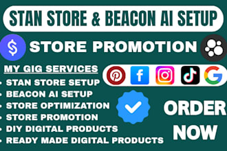 design your stan store or beacon ai storefront and upload digital products