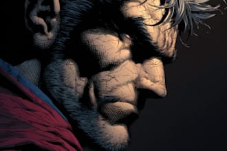 create comic book illustration, marvel superhero character
