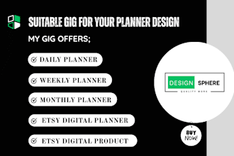 design daily planner, weekly planner, monthly planner, etsy digital planner