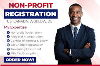 do nonprofit 501c3 registration, bylaw, tax exemption form 990, 1023, uk charity