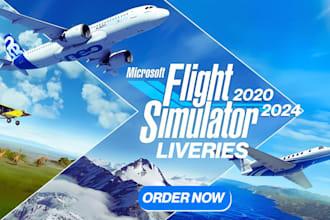 create msfs 2020 and 2024 virtual airline livery for flight simulator