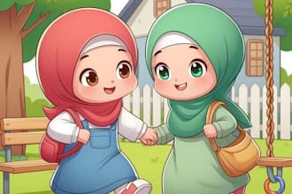 draw islamic designs and muslim kids book illustrations