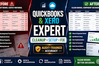 clean up, fix, and organize your quickbooks or xero bookkeeping