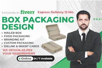 do unique branding kit design with custom mailer and food box packaging
