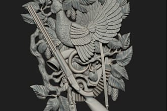 sculpt 3d bas relief, plaque model for print,interlocking path, wood carving cnc