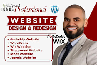 build wordpress website on godaddy, ionos siteground, joomla, wix, hostinger