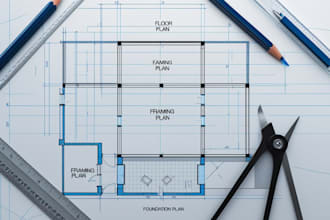 draw permit ready architecture floor plan, framing plan, and foundation plan
