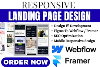 develop responsive webflow website framer webflow business landing page design
