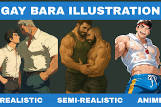 draw gay bara muscle yaoi nsfw anime gay bara illustration fanart gay character