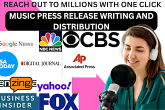 write music press release, music distribution, music article and music promotion