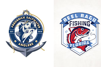 make awesome fishing team and boat charter logo in 24 hours