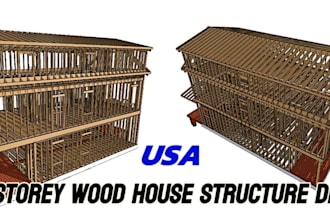 do wood 3 storied residential house structure design in USA