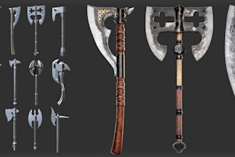 create 3d game weapons, 3d object, 3d gun, 3d props