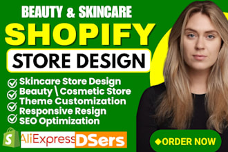design high converting beauty skincare cosmetic shopify store, website redesign