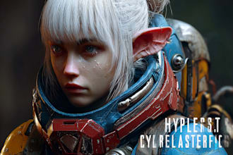 create fantasy, sci fi, character with hyperrealistic style