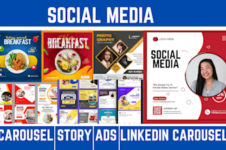 design creative social media carousel post, instagram, linkedin, facebook ads
