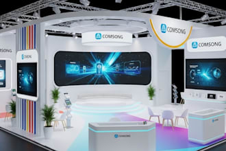 3d kiosk, stall, store, exhibition booth, virtual booth, expo stand, trade booth