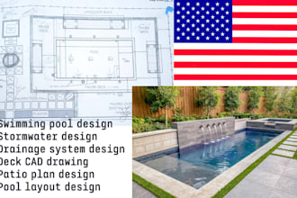 design site plan, swimming pool and stormwater drainage system with cad drawings