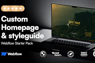 design a custom homepage and styleguide in webflow, starter pack