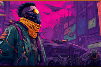 do cyberpunk or fantasy character in semi realistic style