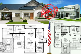 draft city permit blueprints framing plan mep structural drawing architect stamp