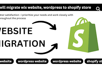 migrate wix, wordpress, webflow, magento store, squarespace to shopify store