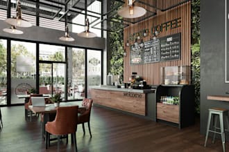 model, render 3d coffee shop, 3d food truck, 3d food village