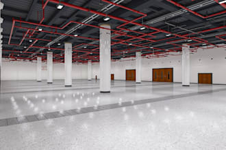 design warehouse or factory in 3d with stunning rendering