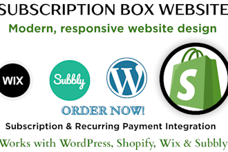 subscription box website wordpress shopify wix subbly subscription box website