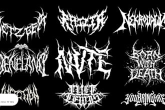 make a dark art logo, brutal, death metal band and horro