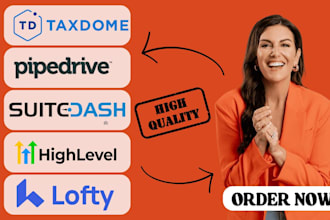setup and customize suitedash taxdome gohighlevel client portal, lofty crm