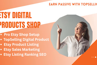 set up etsy digital products shop, etsy SEO listing, etsy digital product design