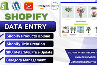 do shopify product listing and shopify data entry