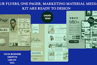 design editable business flyers, one pager, sales sheet, marketing material kit