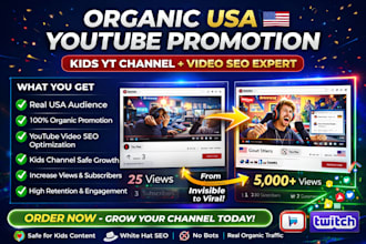 shoutout organic USA youtube channel with video seo kids yt channel promotion