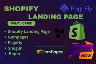 redesign shopify landing page gempages replo shogun pagefly