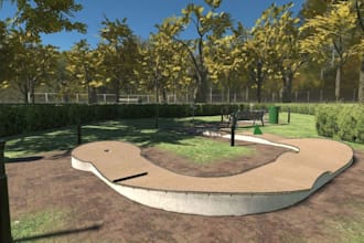 craft 3d minigolf construction, golf course,holes,sport,gaming arena,park render