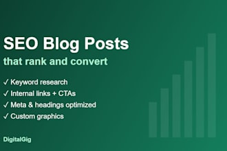 write SEO blog posts with internal links, ctas, graphics for high conversion