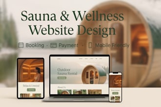 design sauna rental booking website for spa, wellness, gym fitness, retreat swea