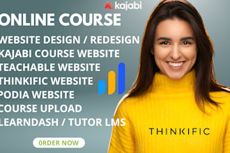 build thinkific website podia kajabi funnel teachable  learndash course upload