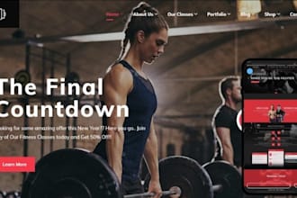 design fitness landing page or gym website for personal trainer gym coach