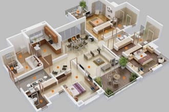 do architectural  3d floor plan interior exterior and commercial building, house