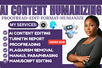 write, edit, rewrite, format, proofread, humanize ai content, manuscript editing