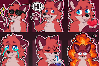 design expressive furry telegram, discord, and animated stickers
