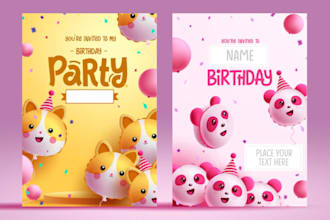 design custom kids birthday card children birthday invite child party card