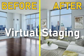 create a virtual staging, for houses, home, room, or any virtual staging